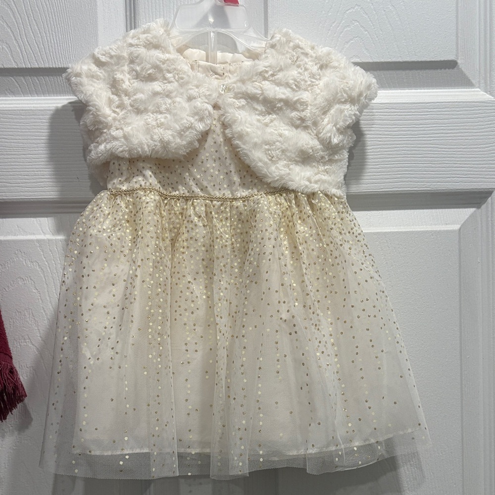 Charming White and Gold Baby Dress